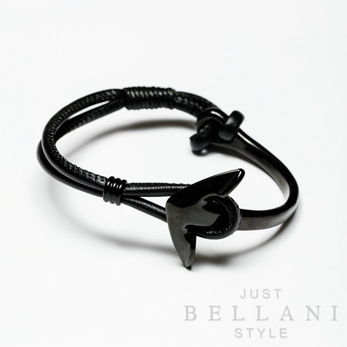 Ankerarmband met zwart snoer