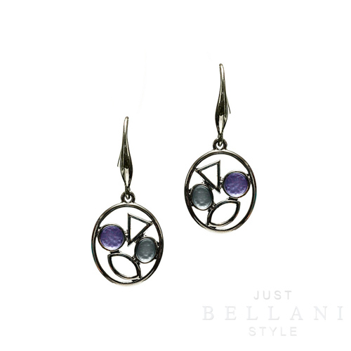 Zwarte oorbellen met blauw-paars accent