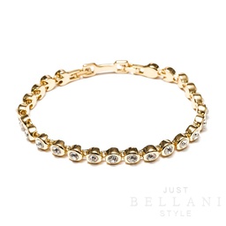 [5B - 14K] Deze goudkleurige tennisarmband met kleine blinkende steentjes