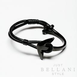 [9#] Ankerarmband met zwart snoer