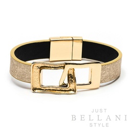 [AG86039] Goudkleurige armband met twee vierkante matte schakels