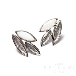 [AL-53821 - rhodium] Zilverkleurige oorbellen met parelmoer accentkleur