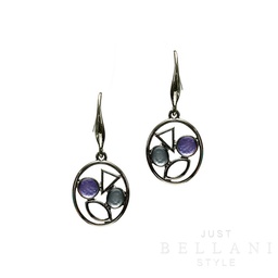 [AL-60372 - gun black] Zwarte oorbellen met blauw-paars accent